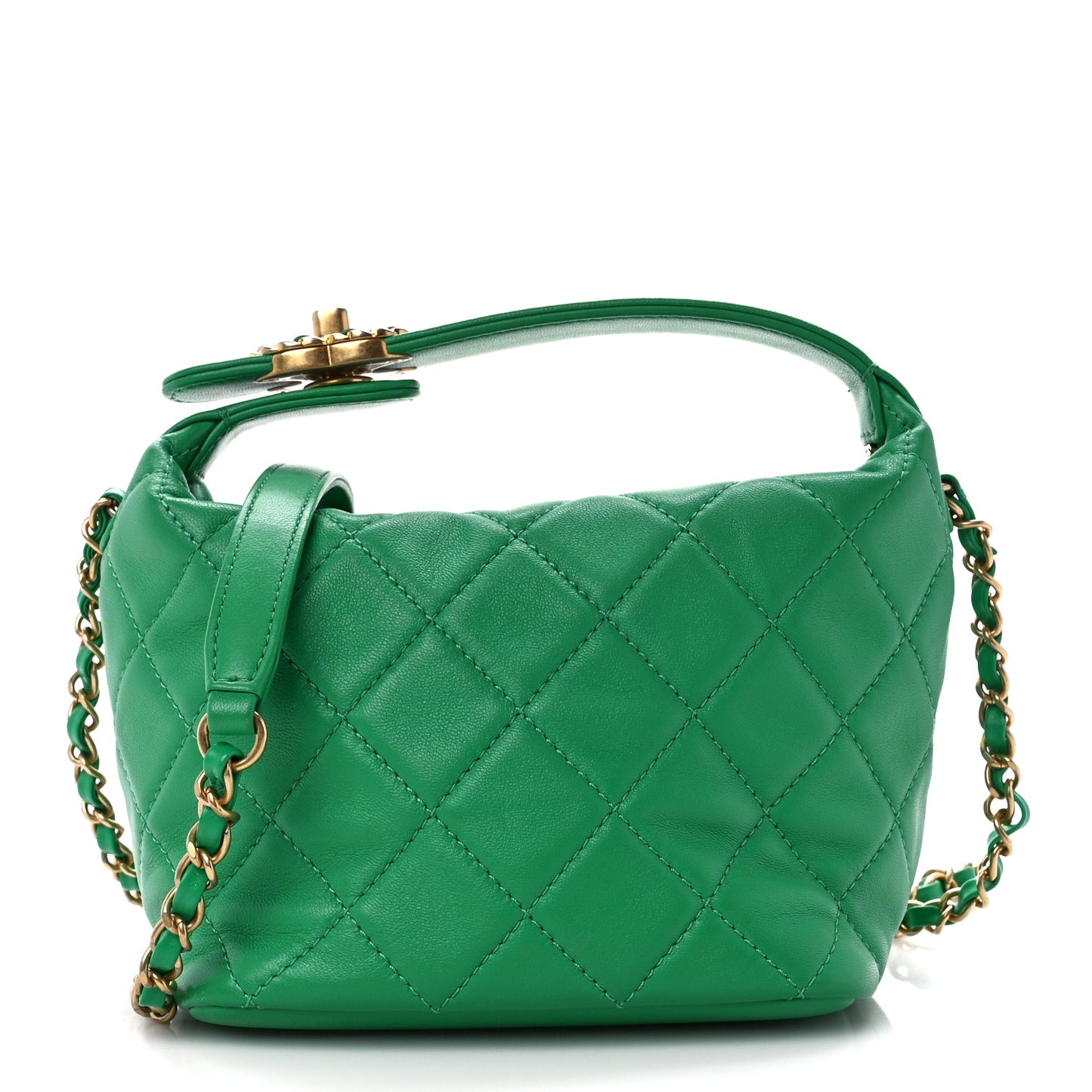 Lambskin Quilted Small Perfect Meeting Hobo Green