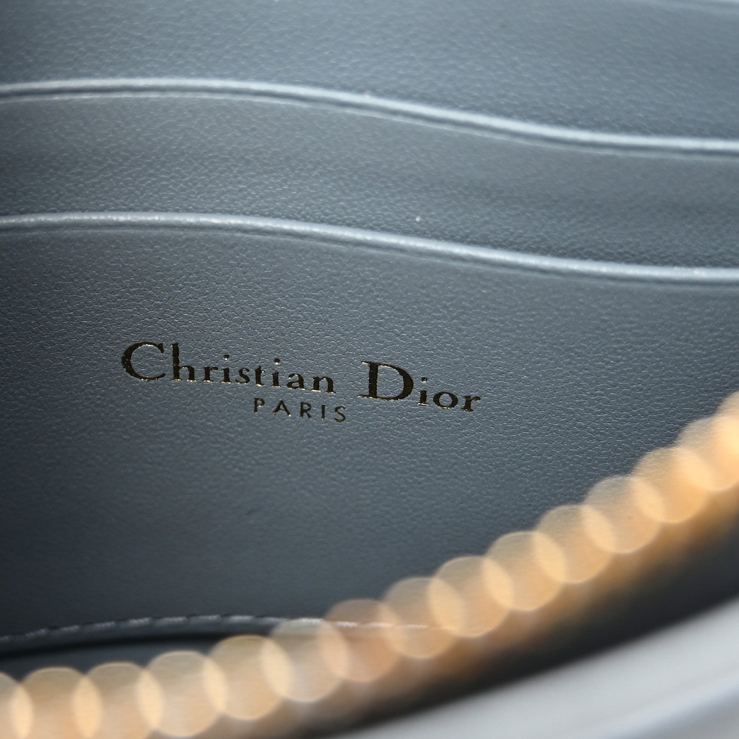 Christian Dior Calfskin Cannage Caro Zipped Pouch With Chain Cloud Blue 7 of 10