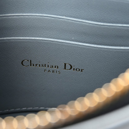 Christian Dior Calfskin Cannage Caro Zipped Pouch With Chain Cloud Blue 7 of 10