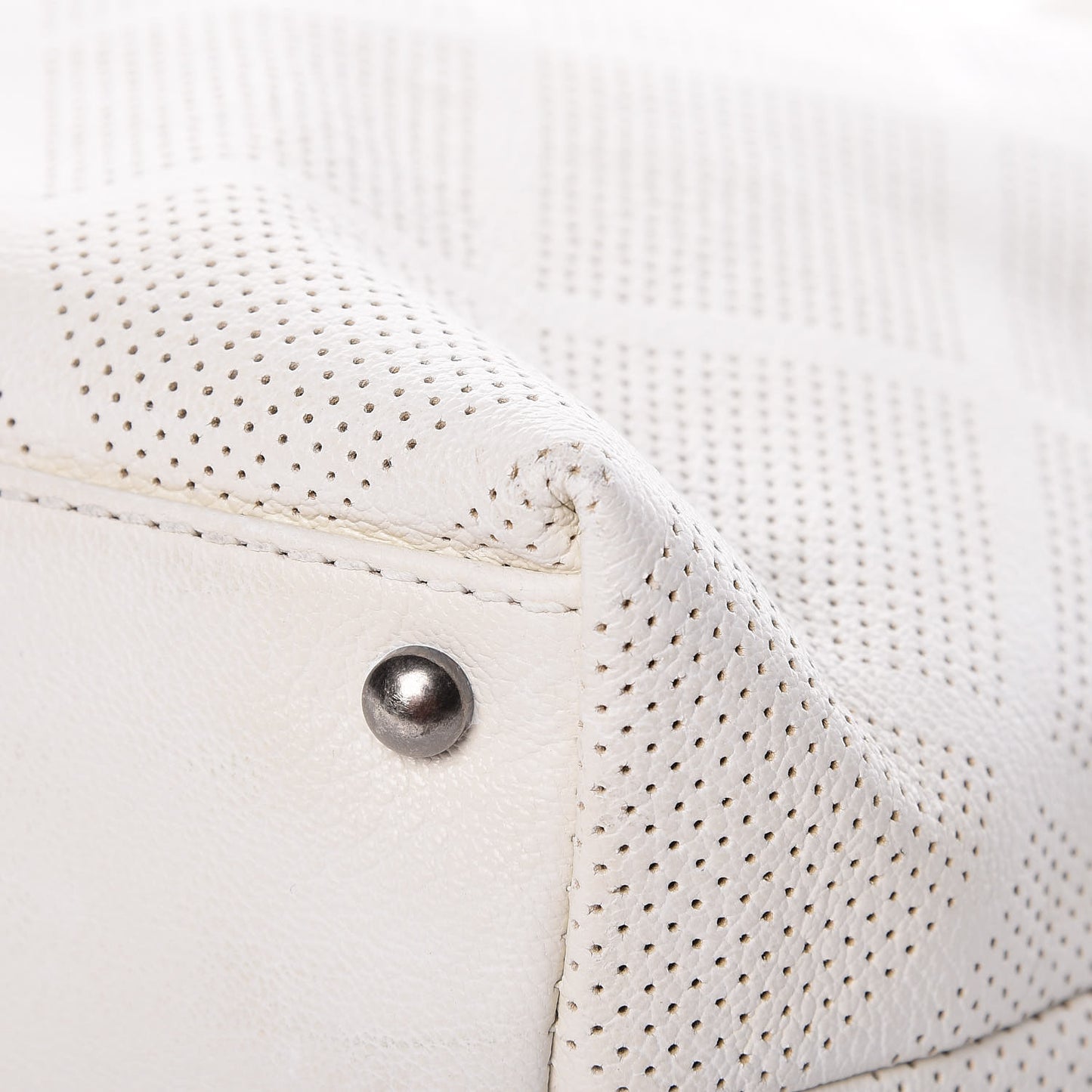 Goatskin Perforated Large CC Tote White