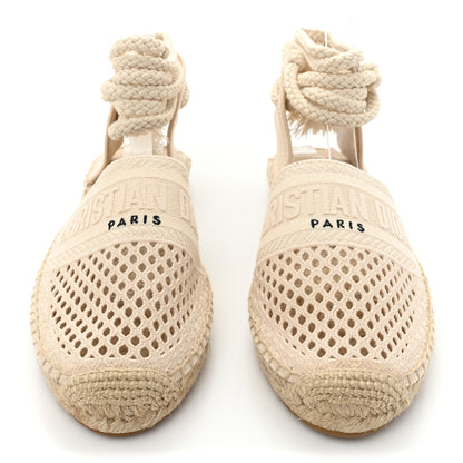 Christian Dior Canvas Embroidered Granville Ankle Tie Espadrilles Flats 40.5 Cream 2 of 8