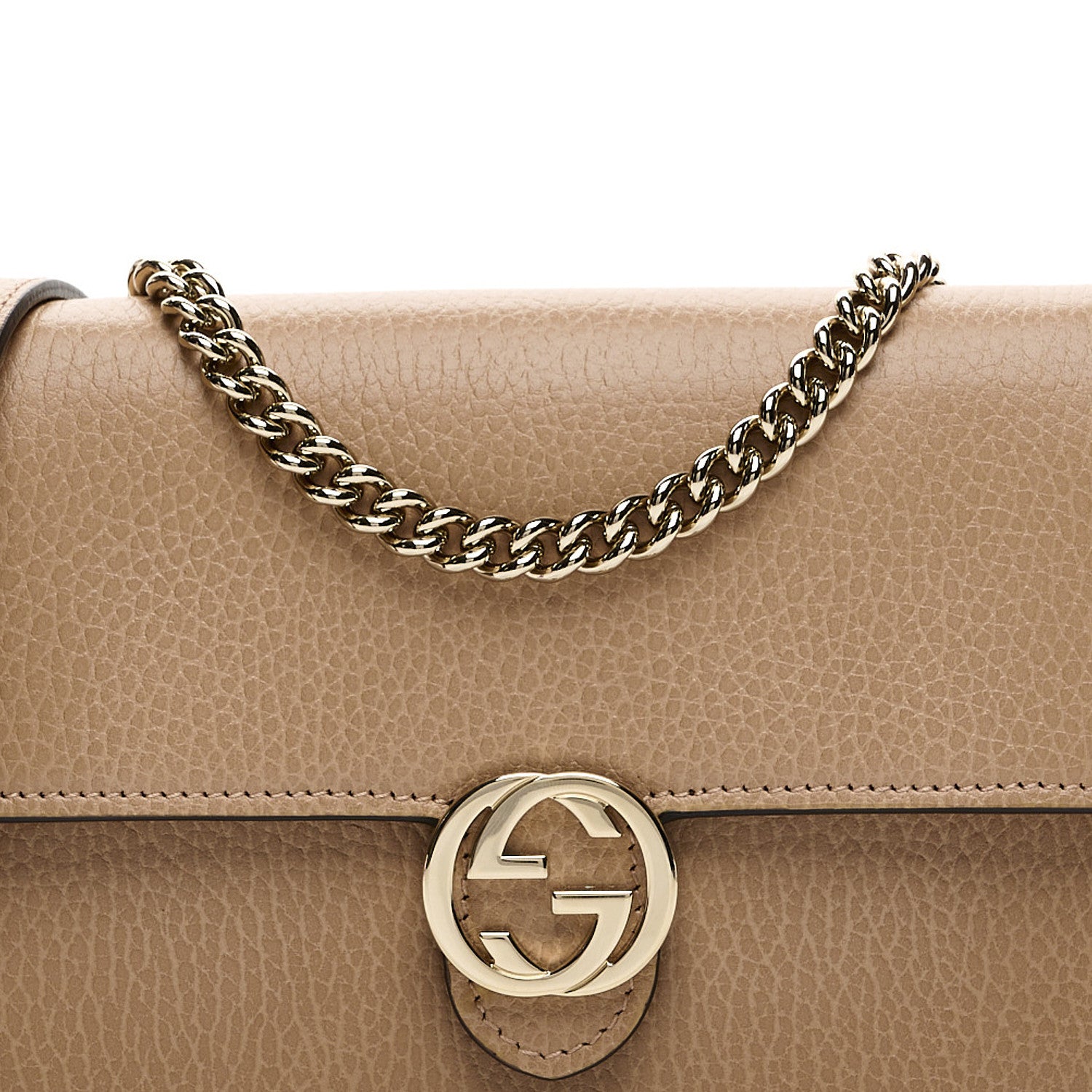Gucci Dollar Calfskin Interlocking G Chain Wallet Camelia 7 of 9