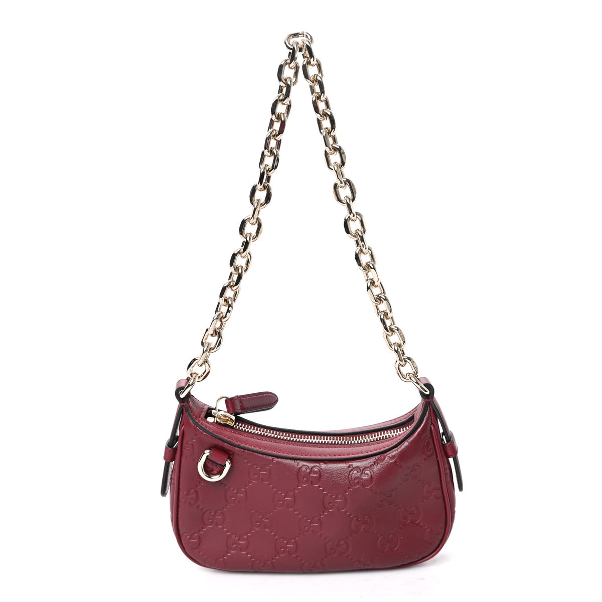 GG Calfskin Embossed Emblem Mini Shoulder Bag Rosso Ancora