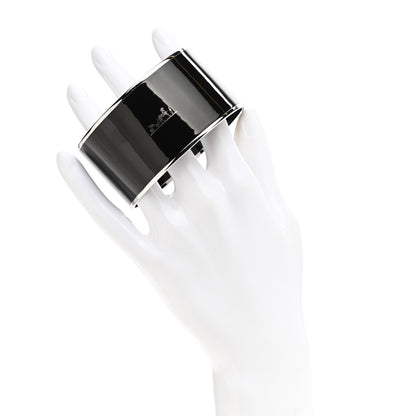 Hermes Enamel Printed Extra Wide Caleche Bracelet 70 Black 2 of 5