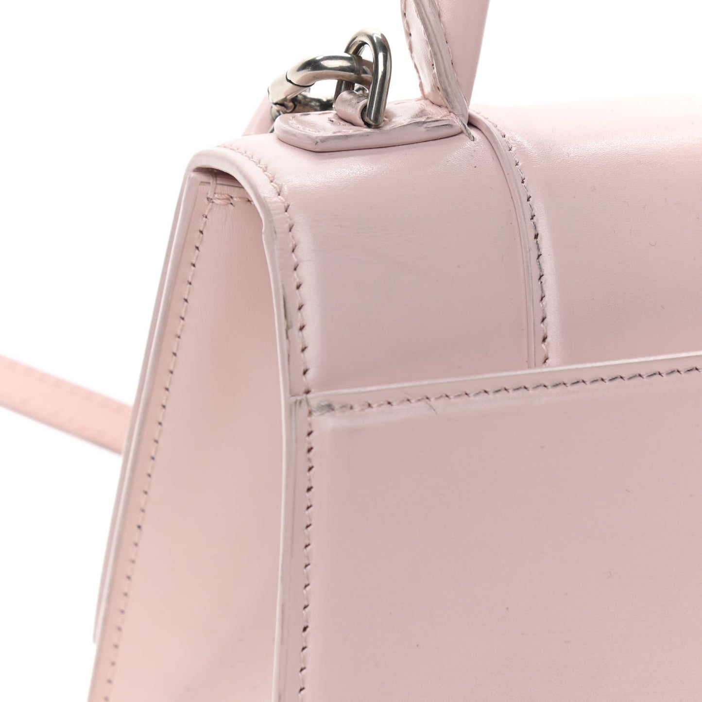 Shiny Box Calfskin Small Hourglass Top Handle Bag Light Rose