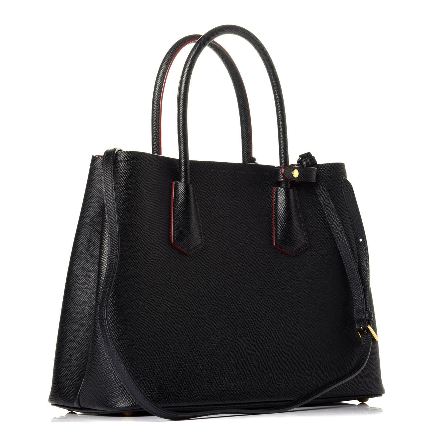 Saffiano Cuir Small Double Bag Black Fuoco