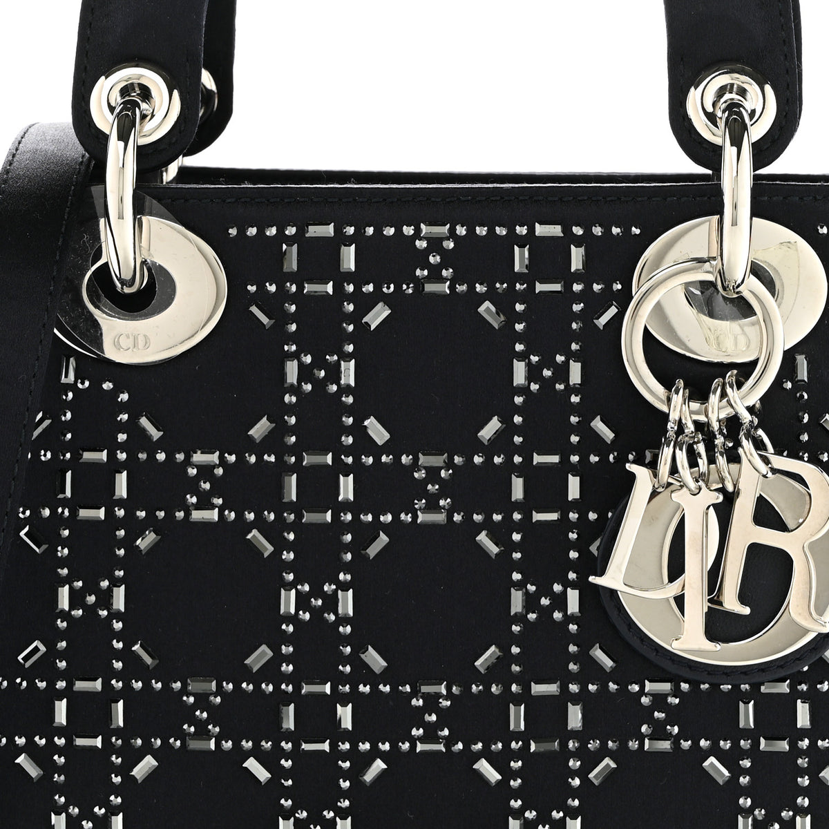 Calfskin Cannage Medium Caro Bag Black