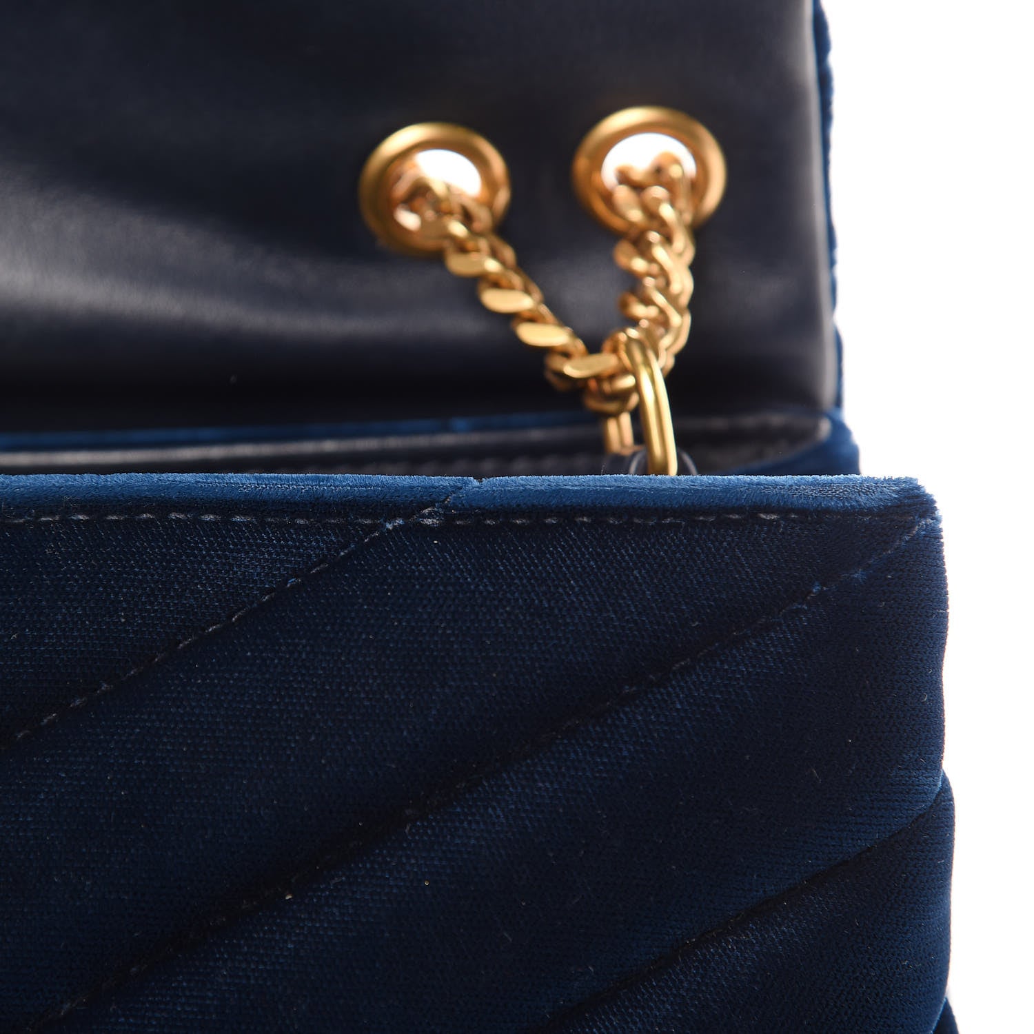 Saint Laurent Velvet Y Quilted Monogram Small Loulou Chain Satchel Medium Blue 8 of 17