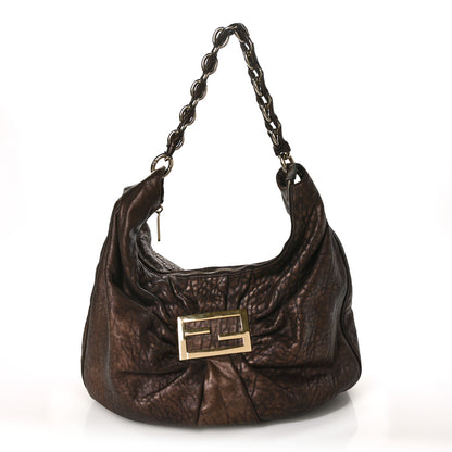 Fendi Crinkled Lambskin Mia Hobo Bronze 1 of 6