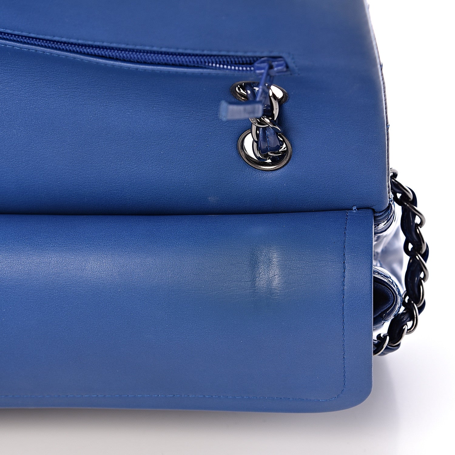 Chanel Patent Quilted Medium Double Flap Blue 11 of 14