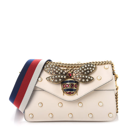 Gucci Nappa Pearl Studded Mini Queen Margaret Broadway Shoulder Bag Mystic White 1 of 13