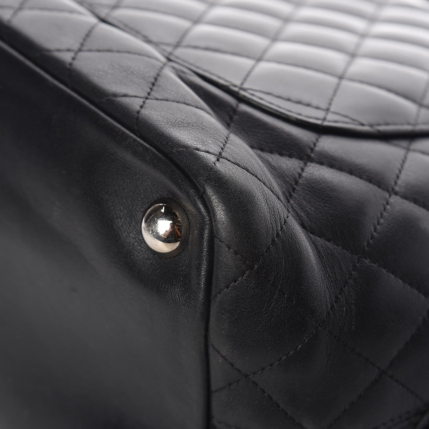 Calfskin Quilted Large Cambon Tote Black