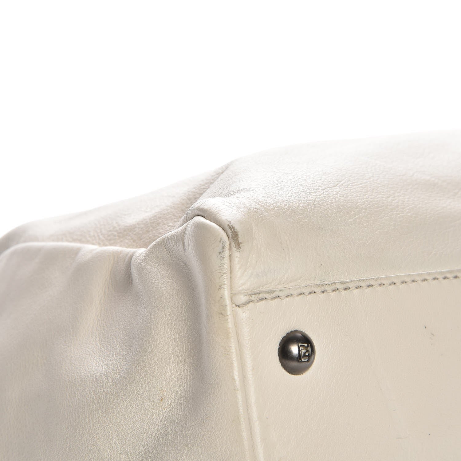 Fendi Goatskin Watersnake Large Peekaboo Iconic Satchel White 10 of 15