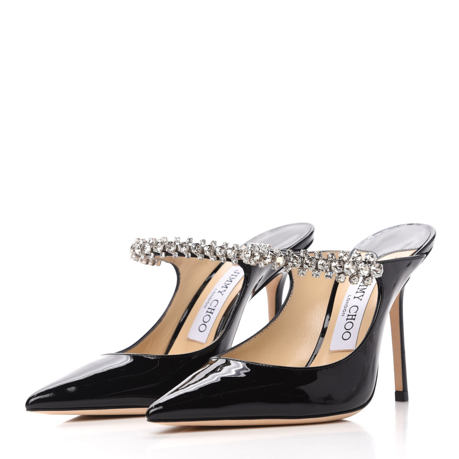 Jimmy Choo Patent Crystal Bing 100 Pumps 36 Black 3 of 8