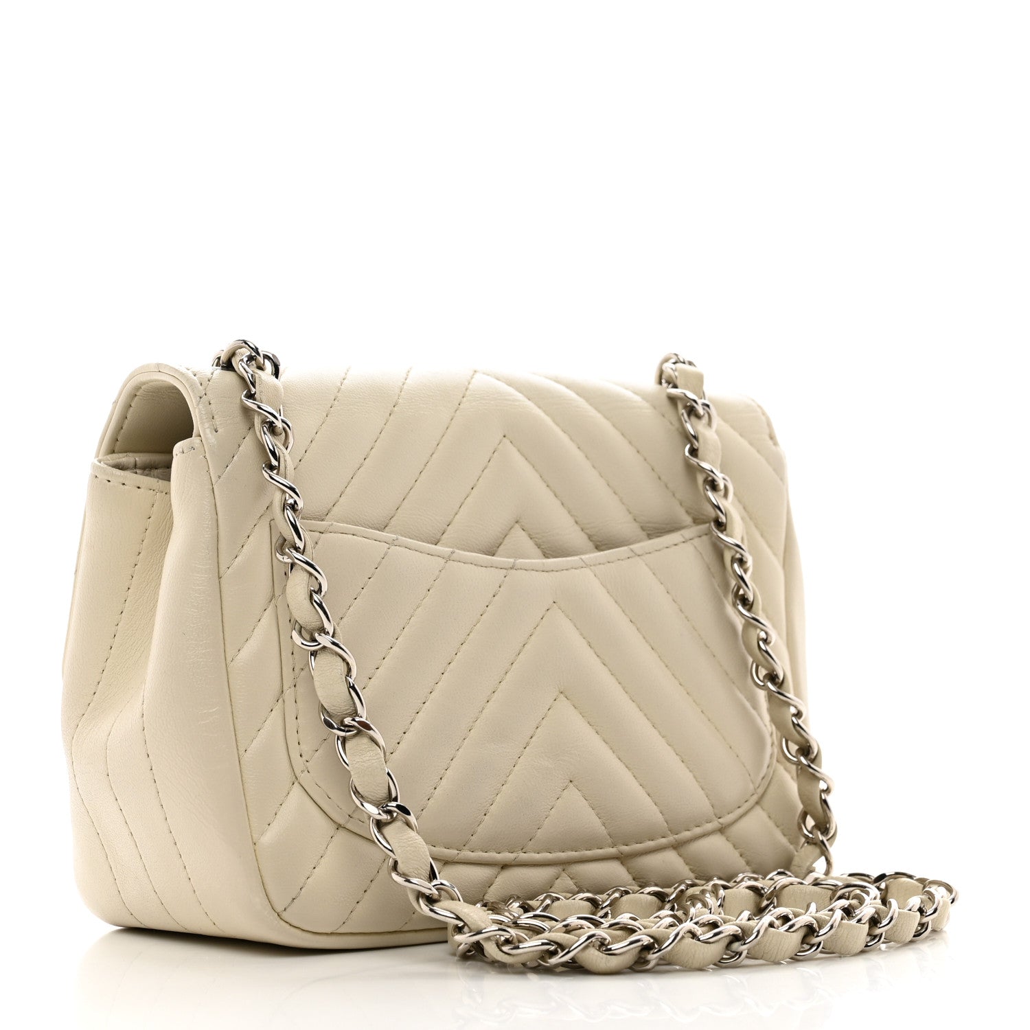 Chanel Lambskin Chevron Quilted Mini Square Flap White 3 of 10
