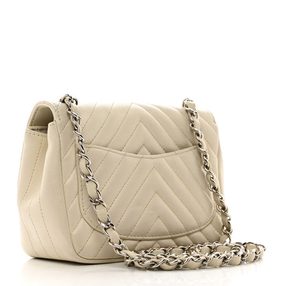 Chanel Lambskin Chevron Quilted Mini Square Flap White 3 of 10