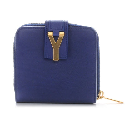 Saint Laurent Leather Y Line ChYc Compact Wallet Blue 1 of 9