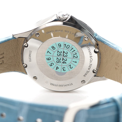 Tiffany Stainless Steel Alligator Diamond Bezel 28mm Metro Quartz Watch Ice Blue 4 of 7