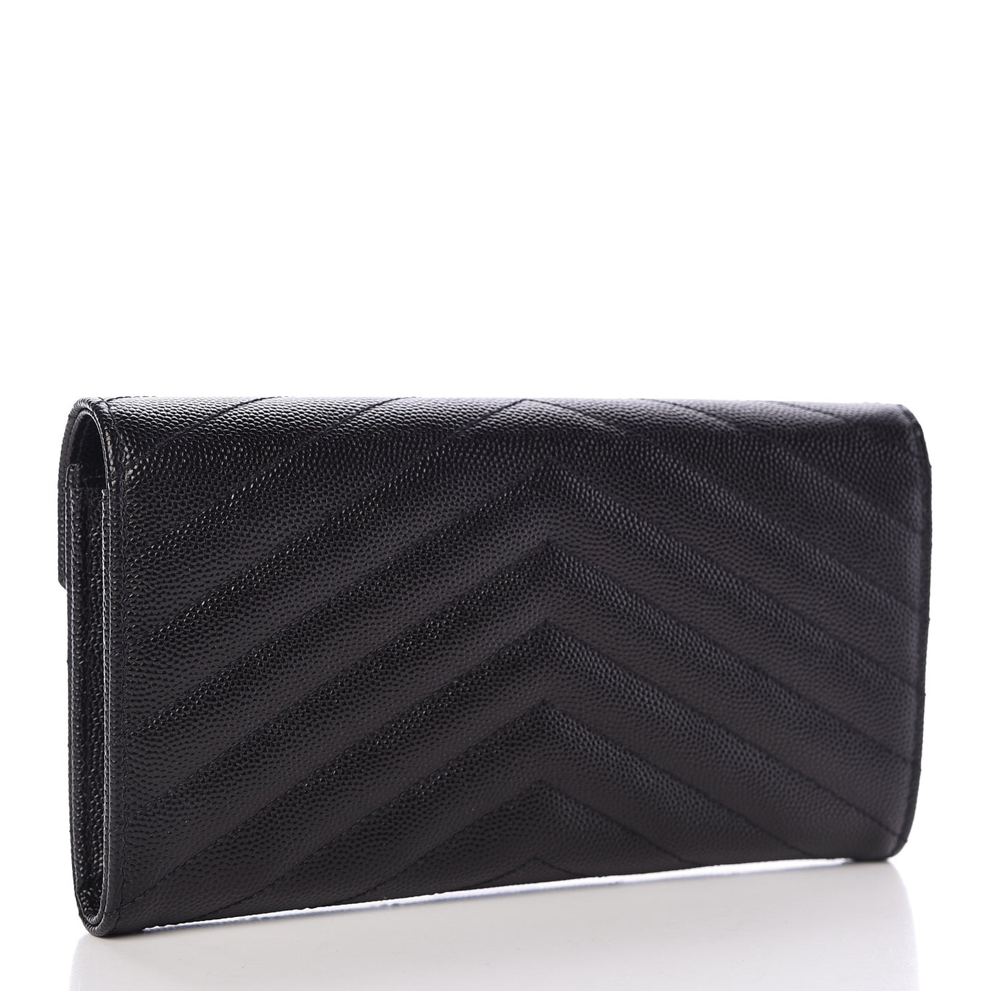 Grain De Poudre Matelasse Chevron Monogram Flap Wallet Black