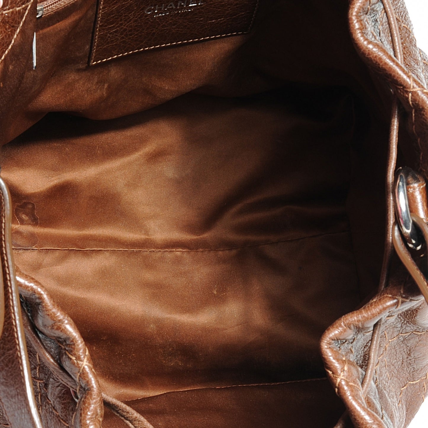Glazed Calfskin On The Road Drawstring Tote Brown
