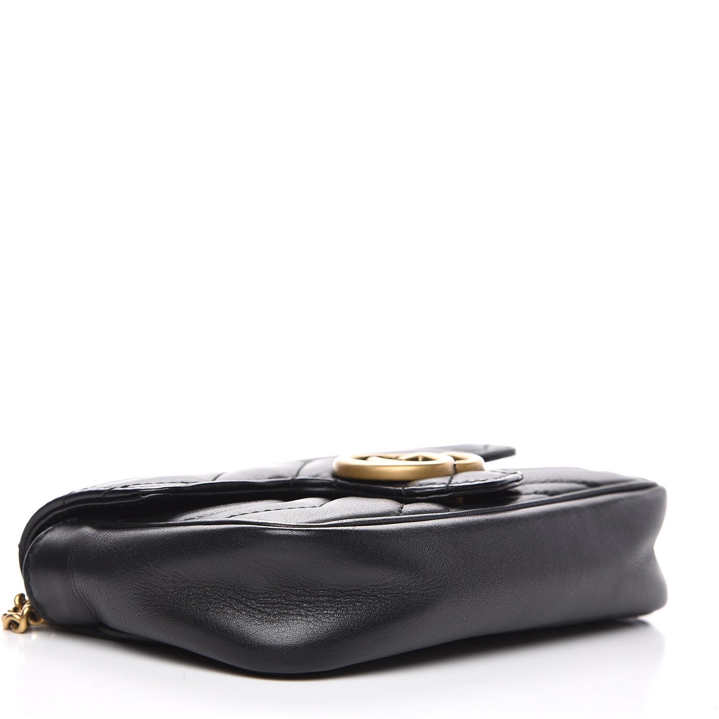 Calfskin Matelasse Super Mini GG Marmont Shoulder Bag Black