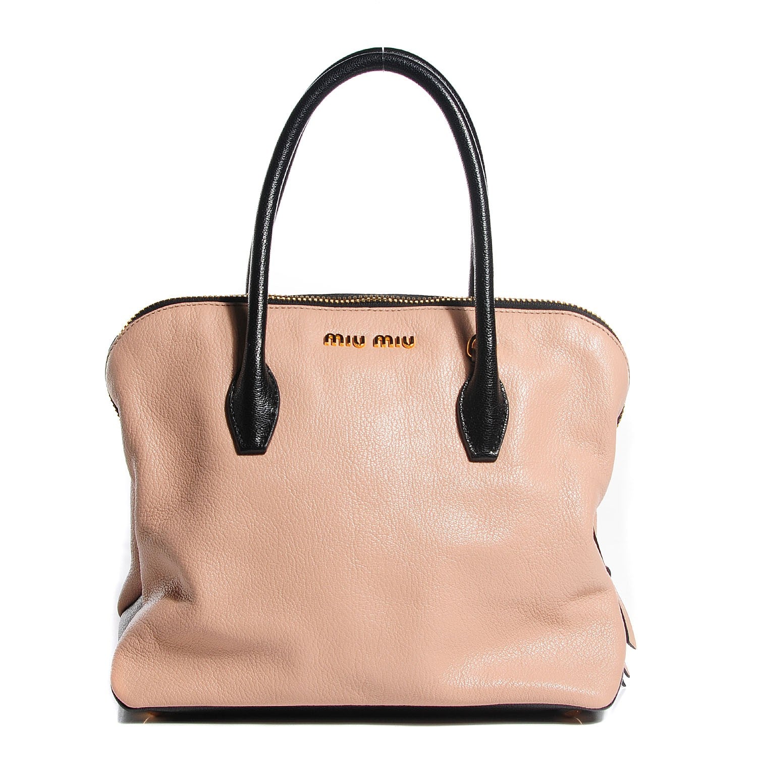 Miu Miu Goatskin Madras Top Handle Tote Cammeo Nero Black 1 of 8