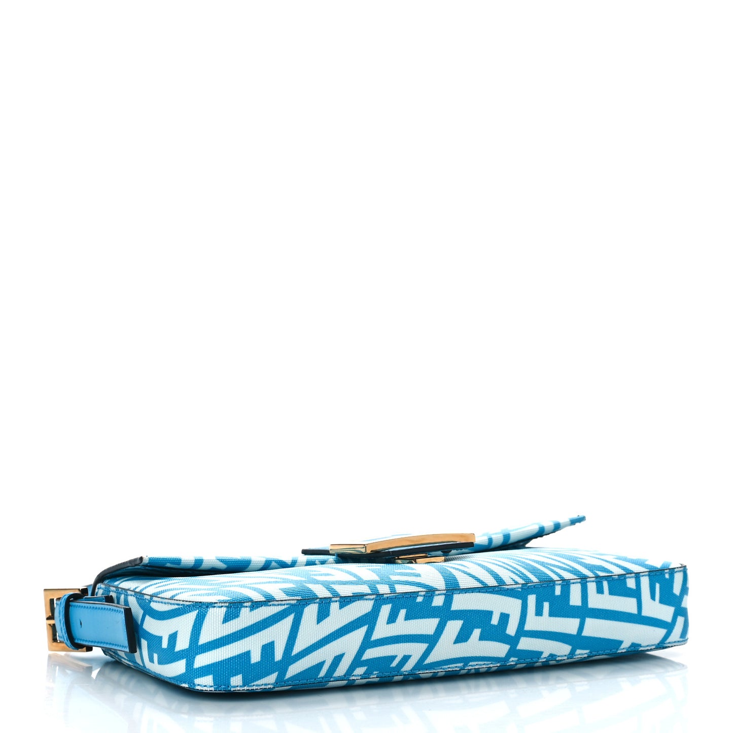 X SARAH COLEMAN Glazed Canvas Vitello King FF Vertigo Baguette 1997 Cyber Blue White