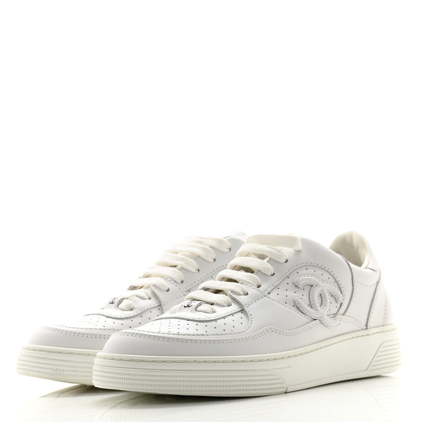 Calfskin CC Womens Sneakers 36 White