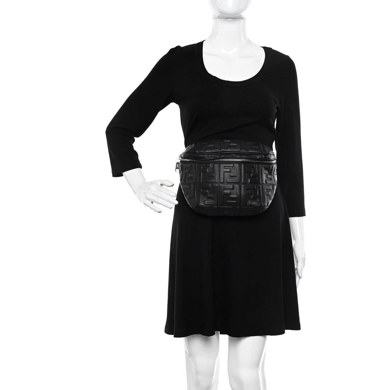 Fendi Nappa FF 1974 Embossed Belt Bag Black 2 of 9