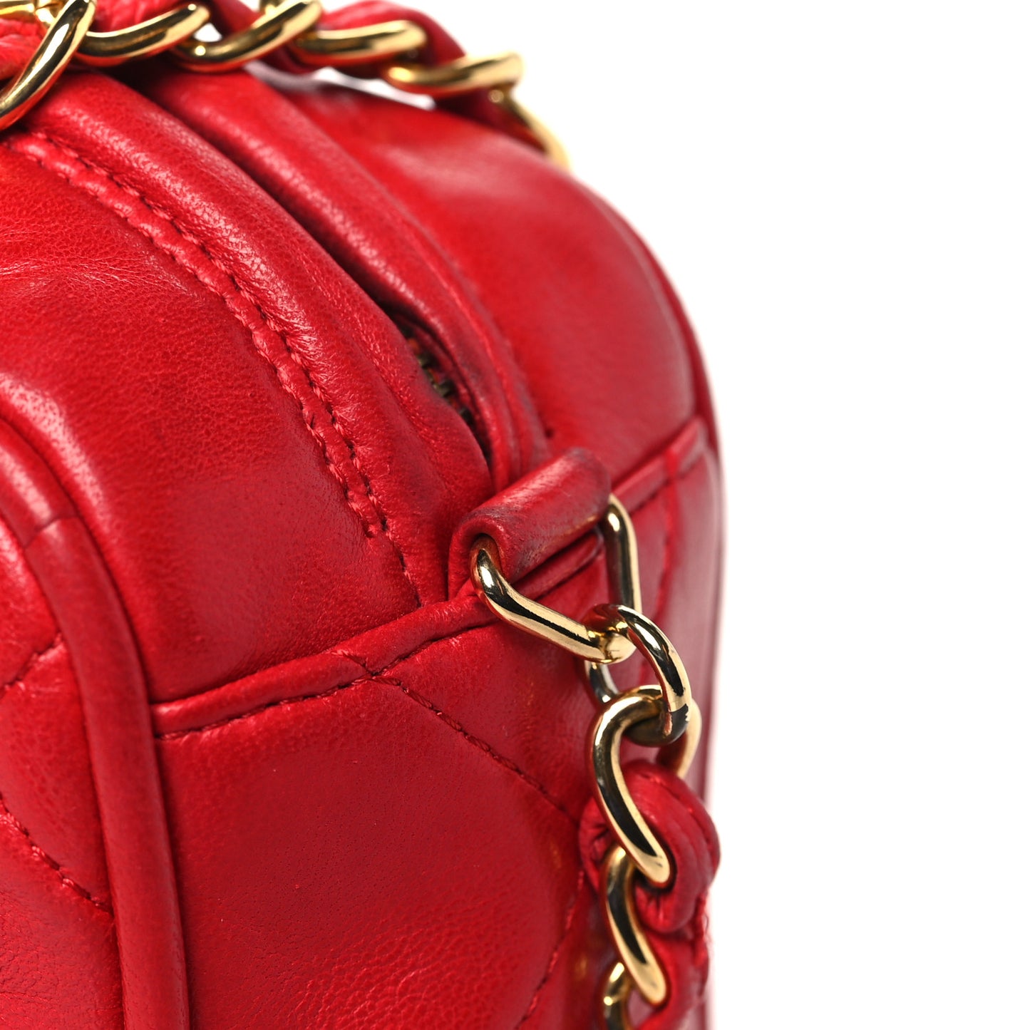 Lambskin Quilted Tassel Camera Case Red