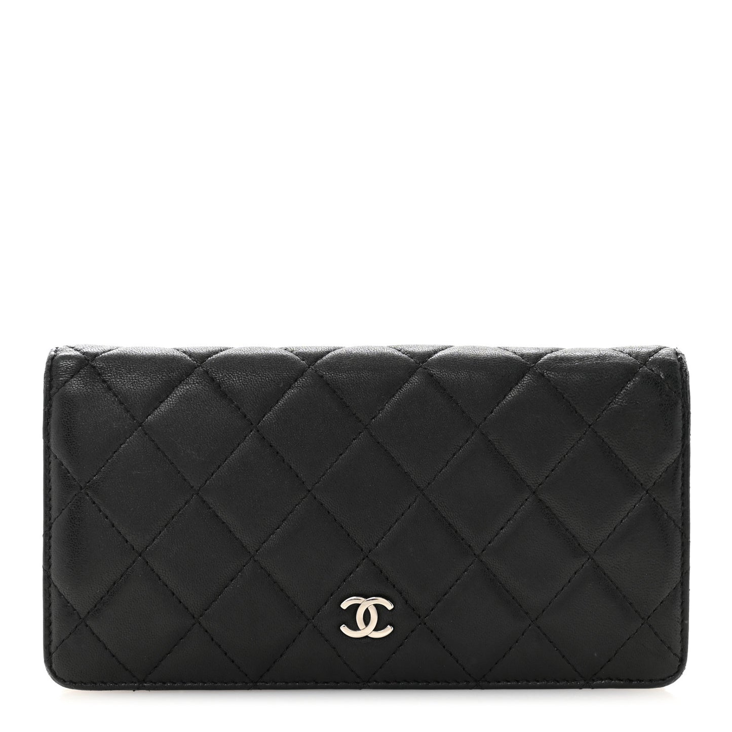 Lambskin Quilted Yen Wallet Black