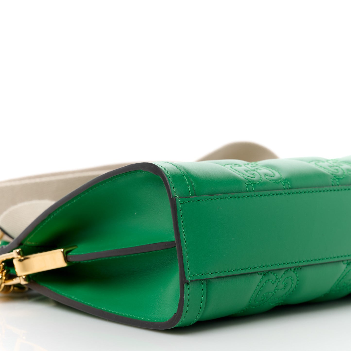 Calfskin GG Matelasse Small Slim Chain Shoulder Bag Spring Green Natural
