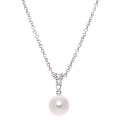 Mikimoto 18K White Gold Diamond Akoya Pearl 8mm Morning Dew Pendant Necklace 3 of 5