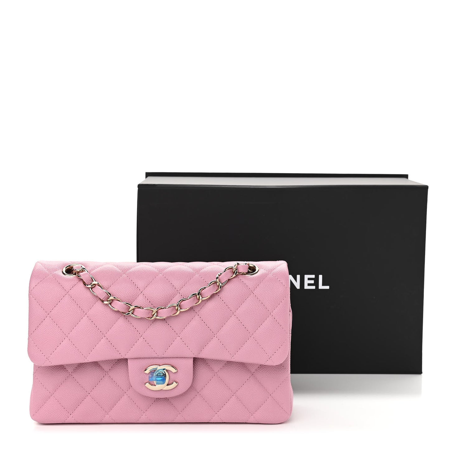 Caviar Quilted Small Double Flap Pink