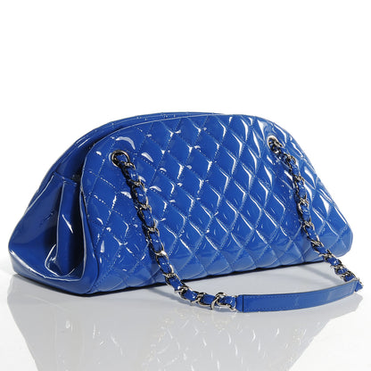 Chanel Patent Quilted Medium Just Mademoiselle Blue 3 of 8