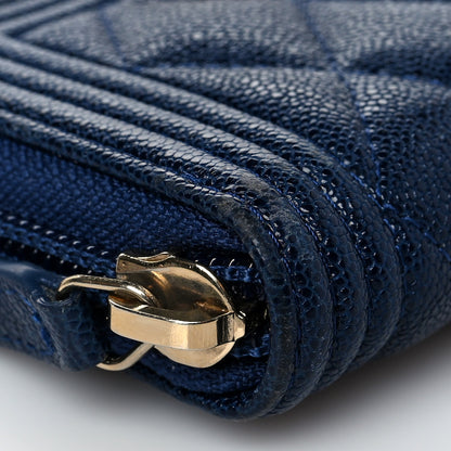 Chanel Caviar Quilted Boy Zip Around Coin Purse Wallet Dark Blue 5 of 10