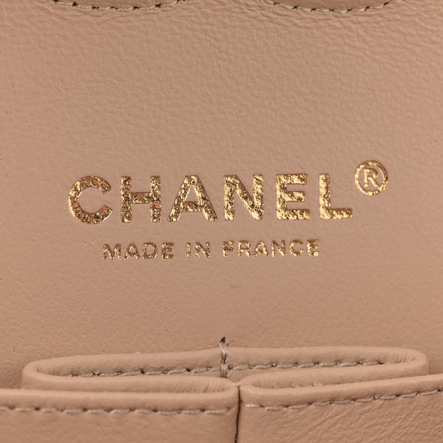 Caviar Quilted Medium Double Flap Beige