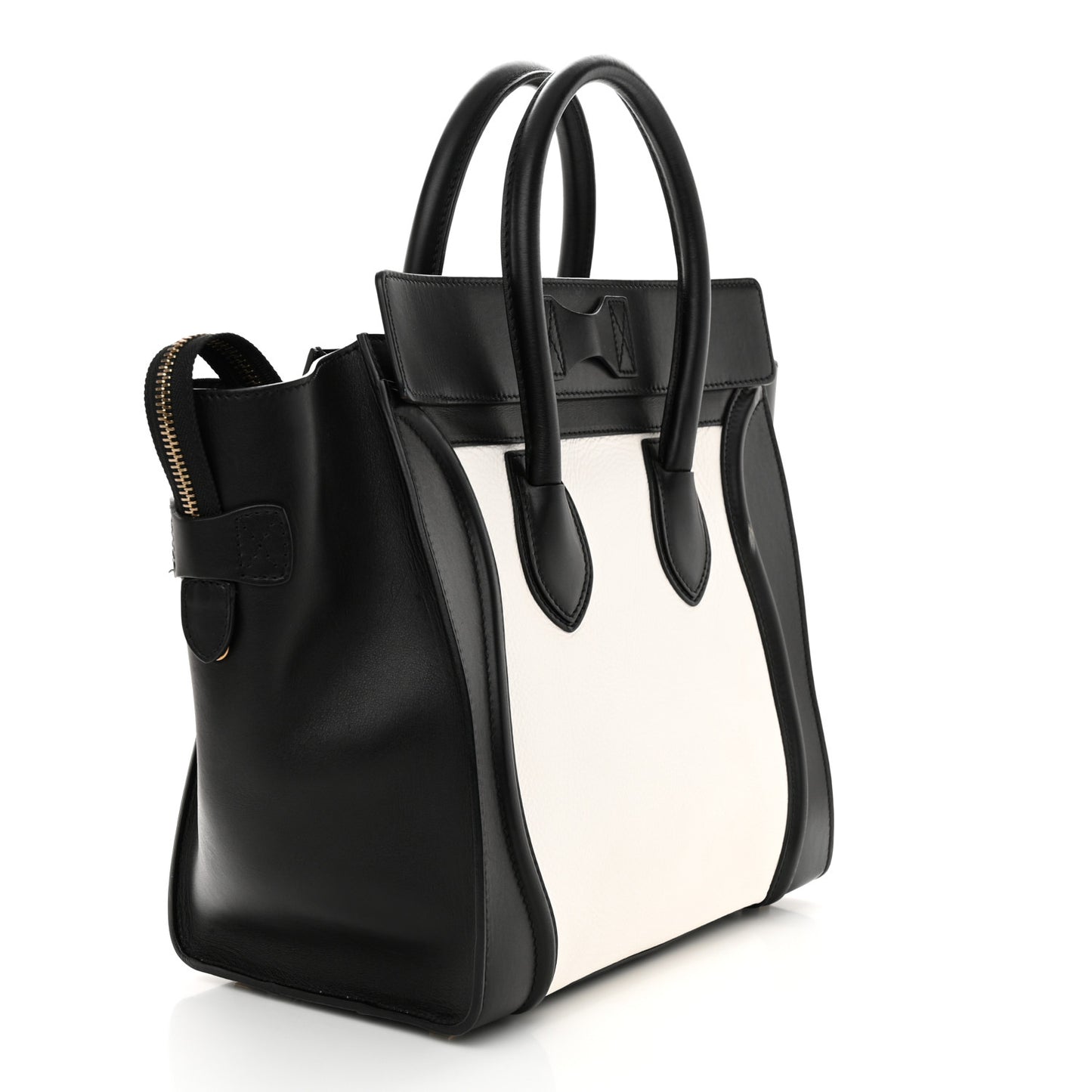 Elephant Calfskin Mini Bi-Color Luggage Black White