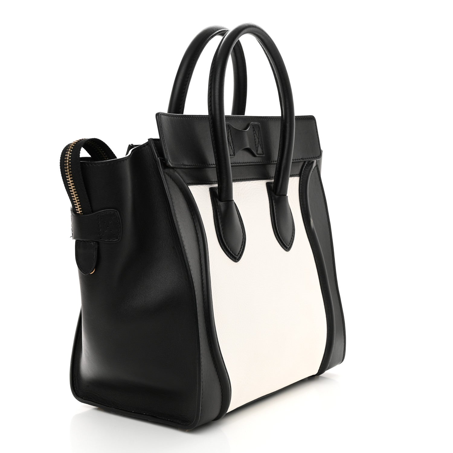 Celine Elephant Calfskin Mini Bi-Color Luggage Black White 3 of 11