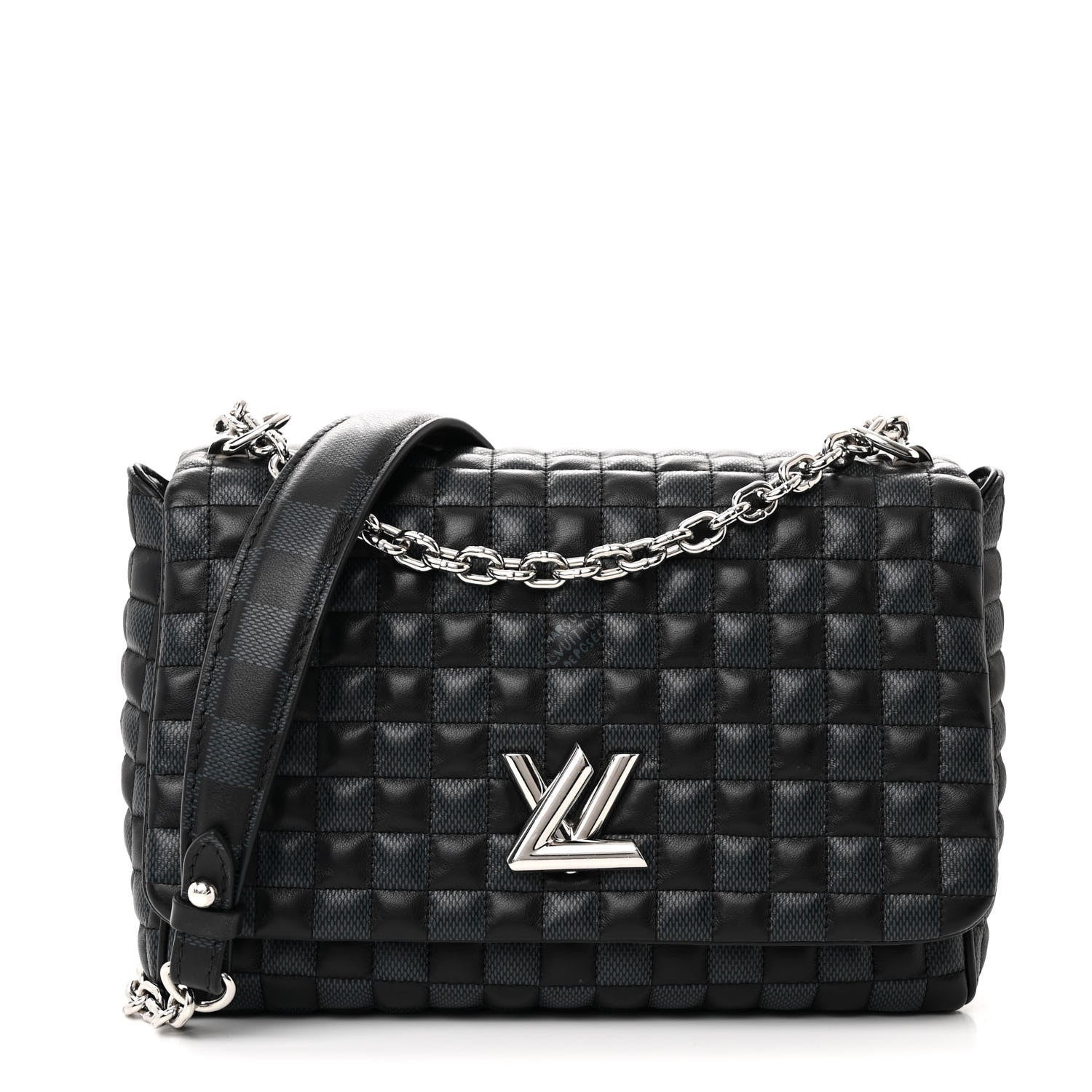 Louis Vuitton Calfskin Quilted Damier Twist MM Black Anthracite 1 of 10