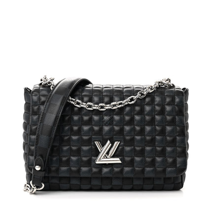Louis Vuitton Calfskin Quilted Damier Twist MM Black Anthracite 1 of 10