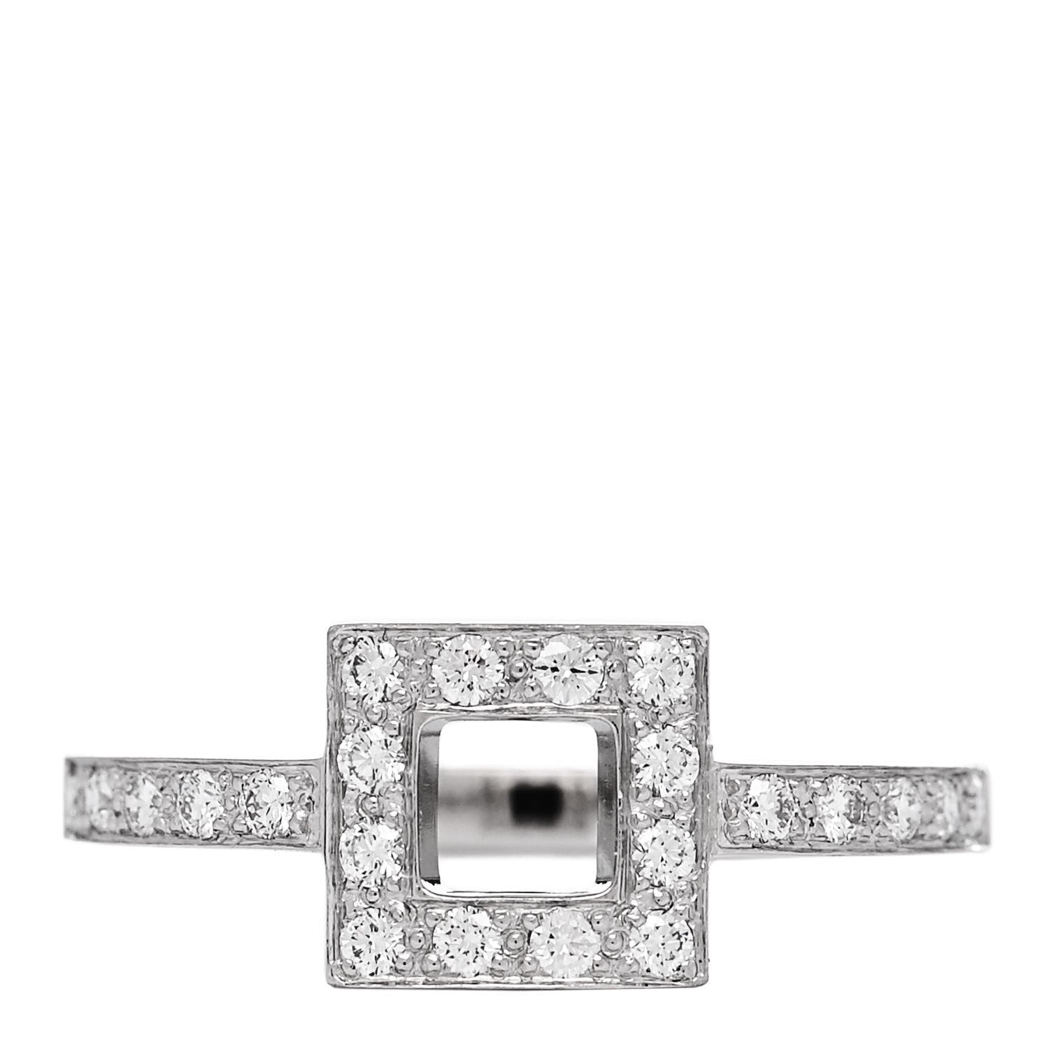 Tiffany Platinum Diamond Square Ring 53 6.5 1 of 5