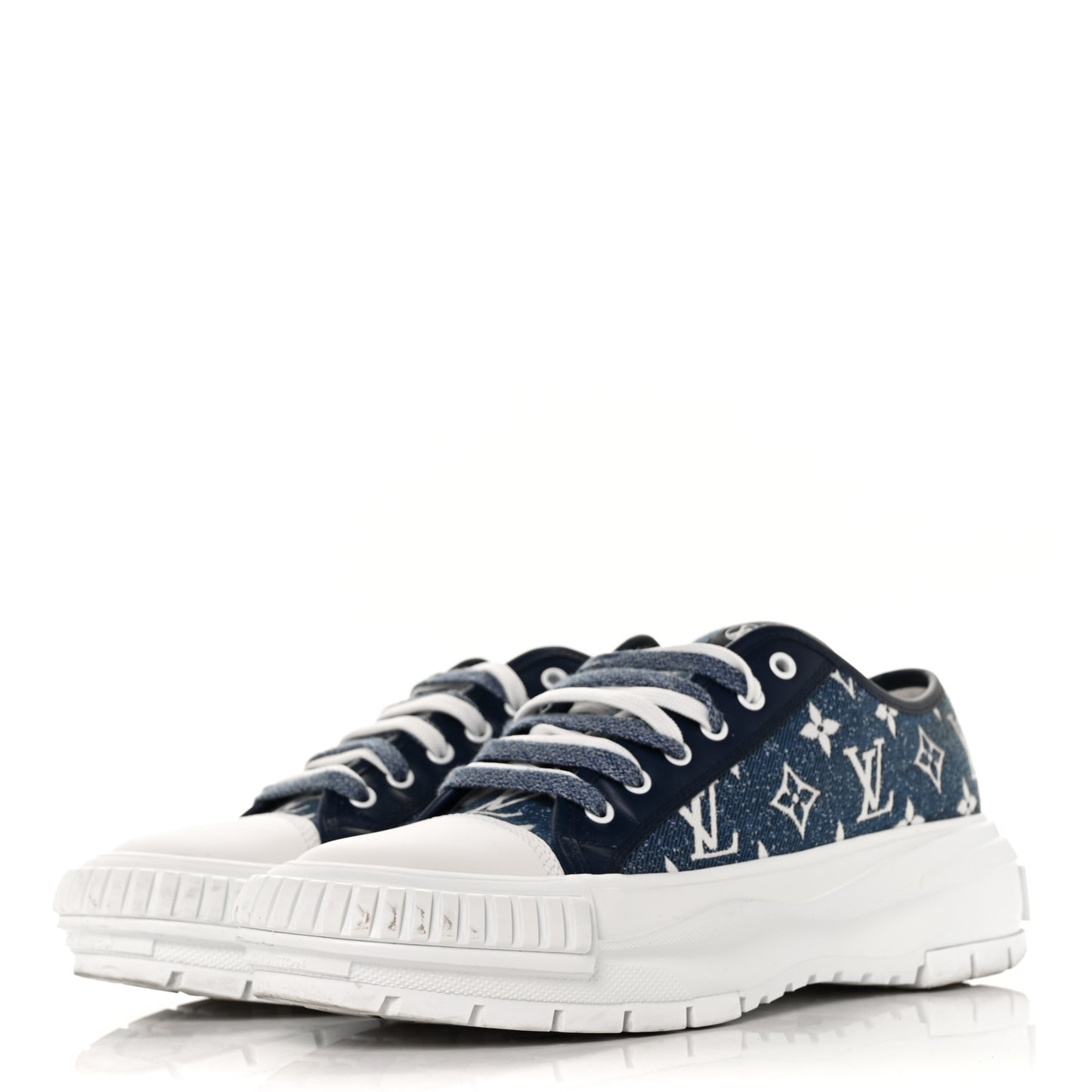 Denim Monogram Squad Sneakers 42 Marine