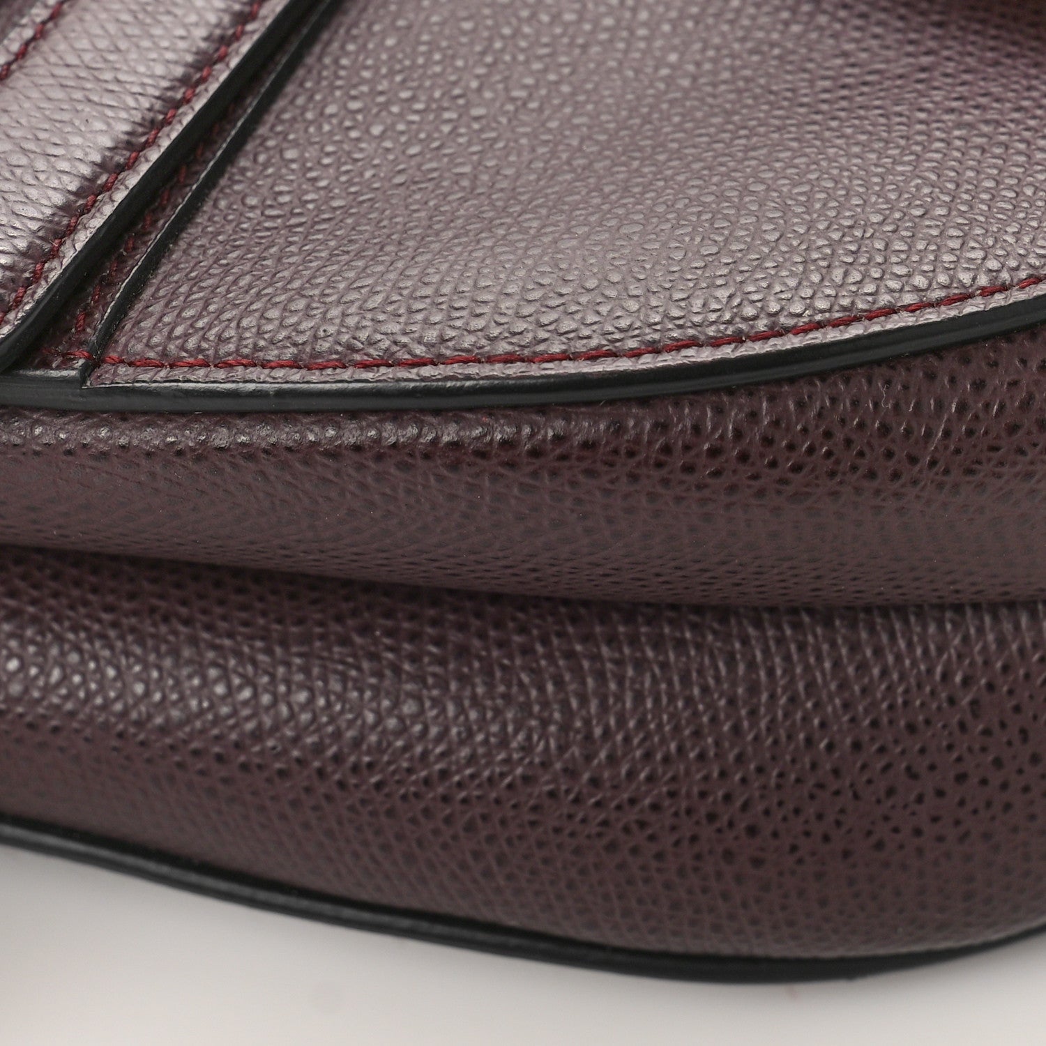 Christian Dior Grained Calfskin Saddle Bag Burgundy 9 of 10