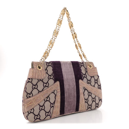 Gucci Velvet Monogram Crocodile Tom Ford Jeweled Dragon Shoulder Bag Purple 2 of 11