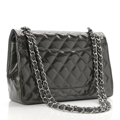 Chanel Striated Patent Quilted Jumbo Double Flap Black 3 of 17