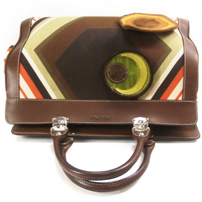 Miu Miu Canvas Geometric Pin Satchel 6 of 10