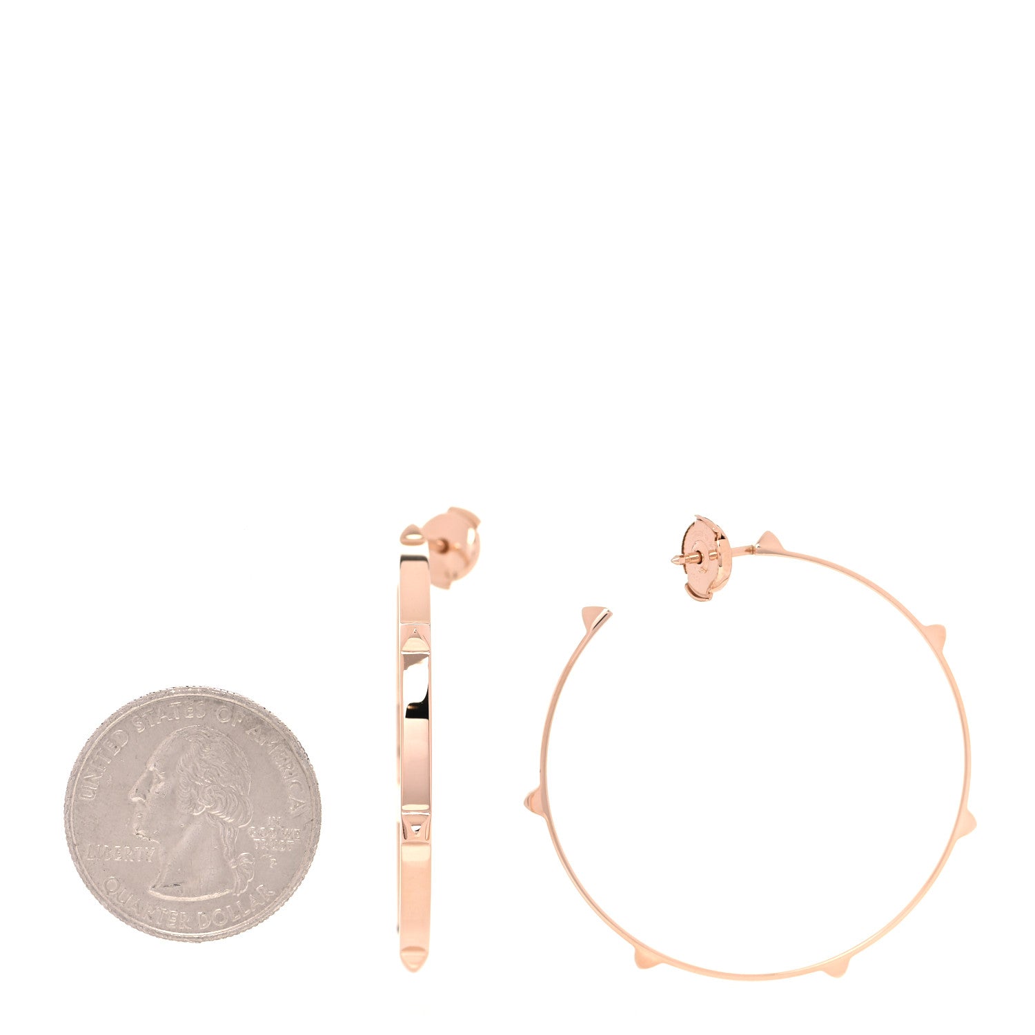 Hermes 18K Rose Gold Mini Clous Hoop Earrings 2 of 5