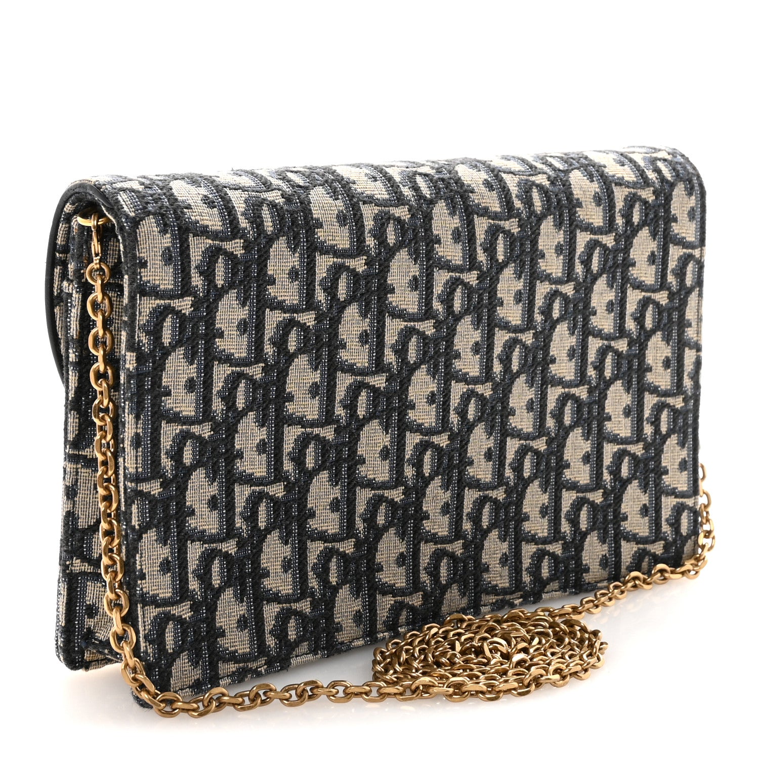 Christian Dior Oblique Saddle Chain Pouch Blue 3 of 10