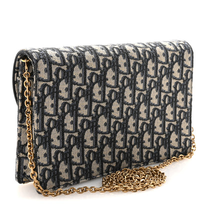 Christian Dior Oblique Saddle Chain Pouch Blue 3 of 10